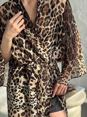 Довгий шифоновий халат Леопард S/M Харьков