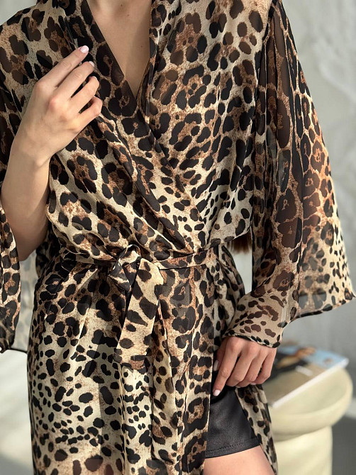 Довгий шифоновий халат Леопард S/M Харьков - изображение 5