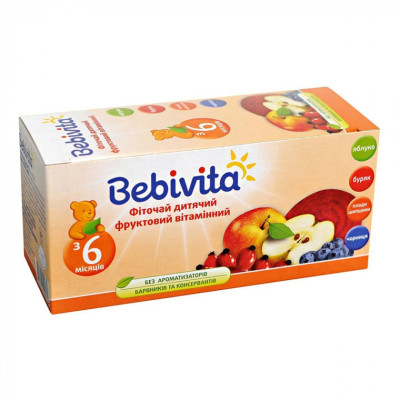 Дитячий чай Bebivita фруктовий вітамінний, 30 г (4820025490756) Вінниця - фото 1