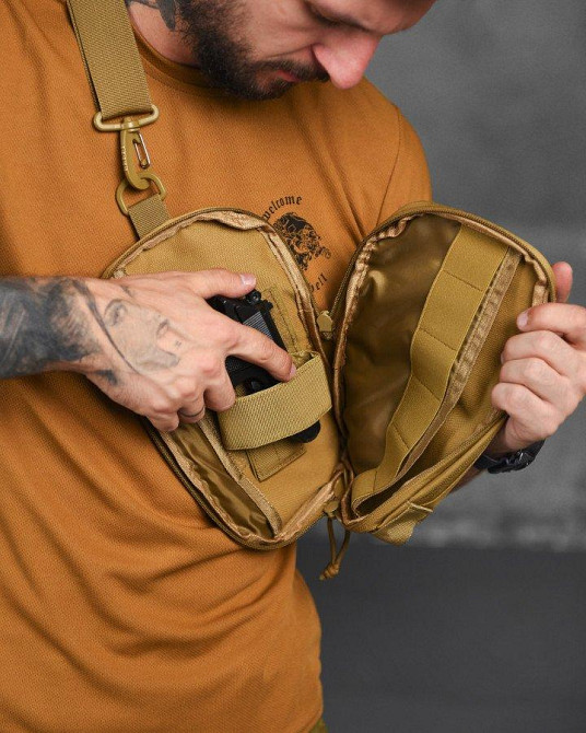 Сумка на плече тактична рюкзак однолямковий silver knight кайот ВТ9952 Одеса - фото 3