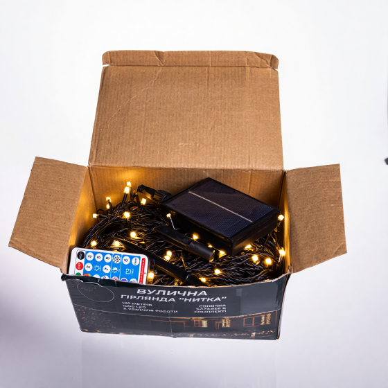 Garlando Новорічна гірлянда вулична 100 м 1000 LED із сонячною батареєю 8 режимів роботи чорний Коломия
