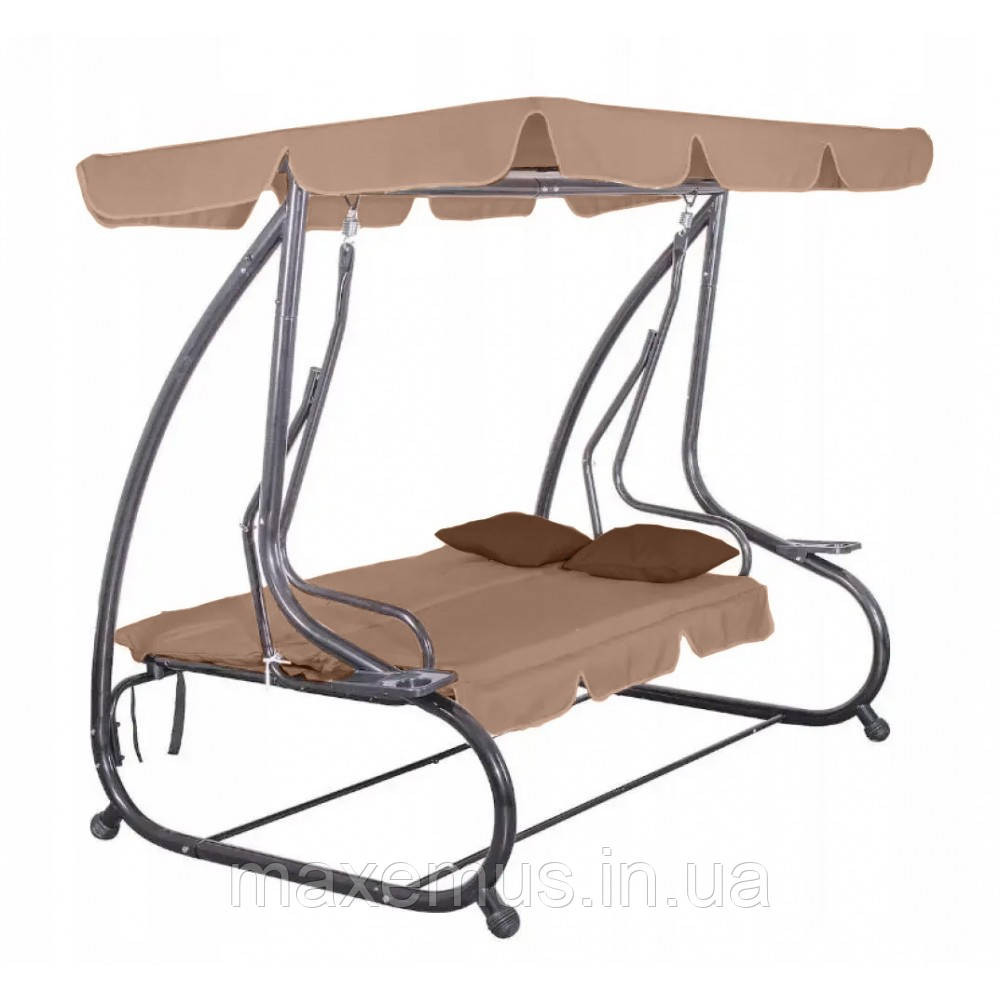 Садовые качели Bonro Garden BW002 раскладная 3-х местная качели для сада и террасы коричневая Мостиська - фото 10