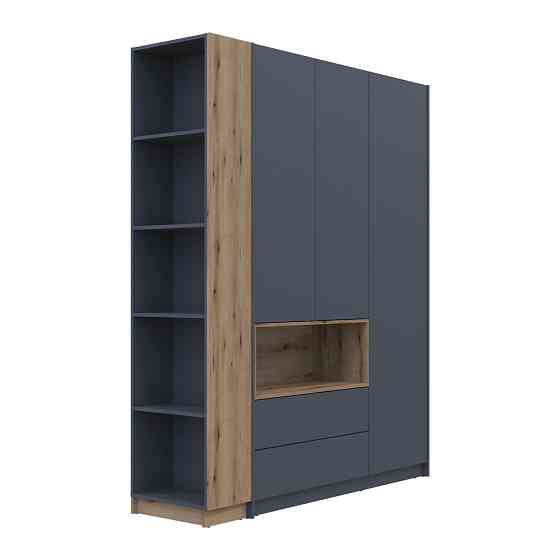 Шафа для одягу з нішою та етажеркою Doros Дейл Графіт/Дуб Евок 3 ДСП 178х52х220 DRS-011736 (42005156) Львів