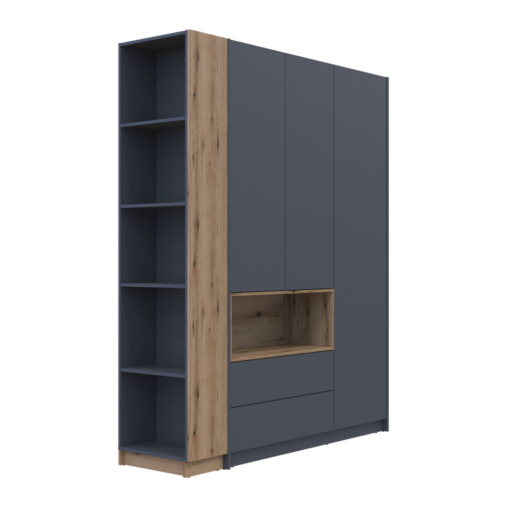 Шафа для одягу з нішою та етажеркою Doros Дейл Графіт/Дуб Евок 3 ДСП 178х52х220 DRS-011736 (42005156) Львів - фото 3