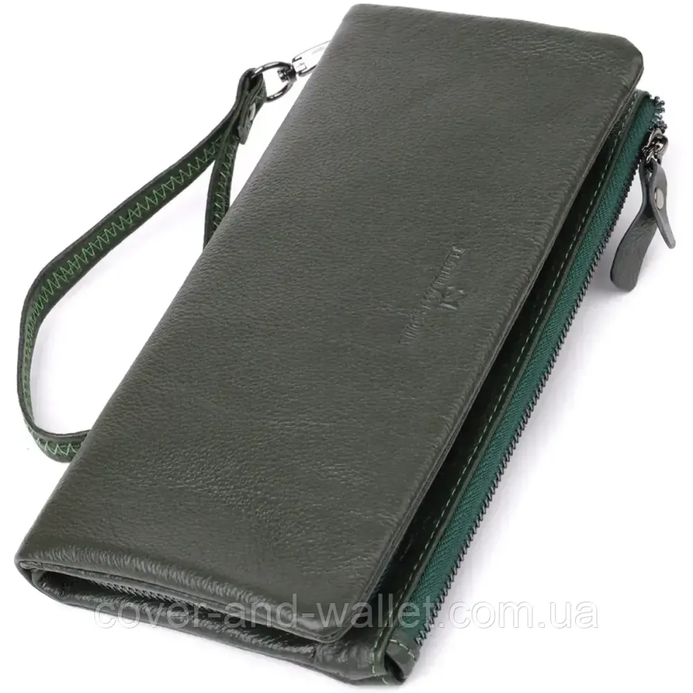 Стильний жіночий гаманець клач на дві блискавки зеленого кольору ST 022 Київ - фото 1