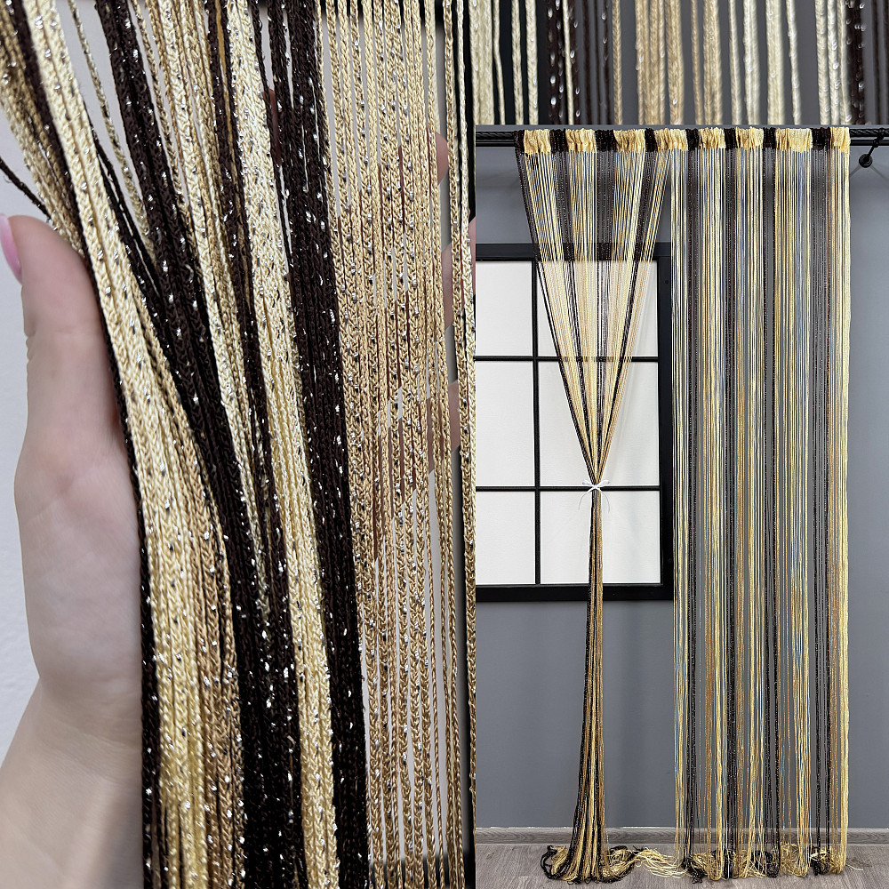 Штори-нитки "Кісея" з люрексом Венге з бежевим і кремовим 300х300см 1 шт (61-085) Київ - фото 1