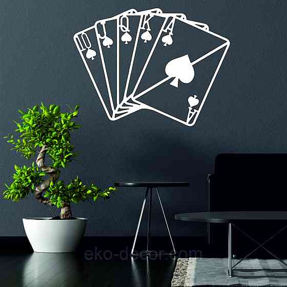 Декоративне настінне Панно «Карти» Декор на стіну 83*90 см, Білий Київ