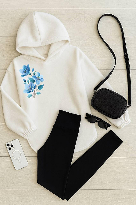 Жіночий теплий прогулянковий костюм: кофта + лосини двосторонній фліс + дайвінг на флісі Білий, 42/44 Одеса - фото 1