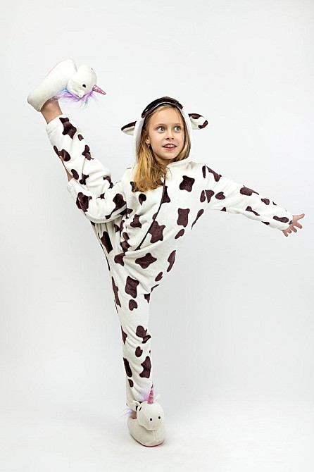 Кігурумі дитячий з велсофту Тепла піжама-комбінезон тваринка Корівка дитячі кігурумі Україна Київ - фото 6