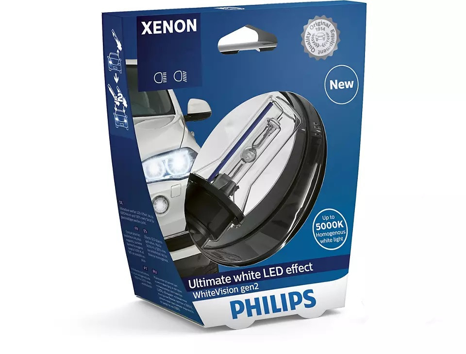 Ксеноновая лампа PHILIPS 85126WHV2S1 D2R 85V 35W P32d-3 WhiteVision gen2 5000K Харків - фото 1