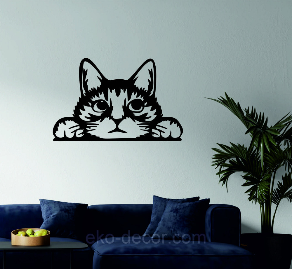 Декоративное настенное 3D Панно «Кот» Декор на стену с объемом (цена за 1 шт) 110*70 см, Черный Киев - изображение 3