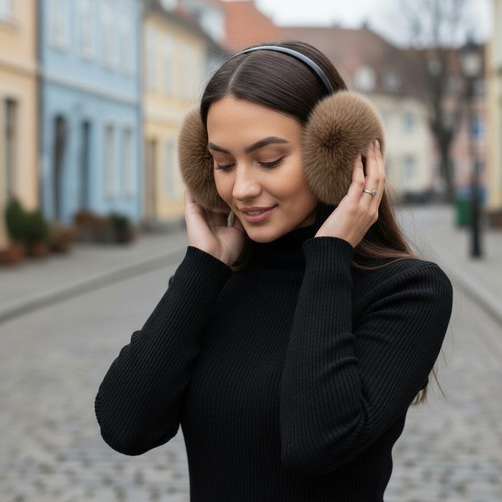 Наушники меховые женские песцовые Бежевый Харьков - изображение 1