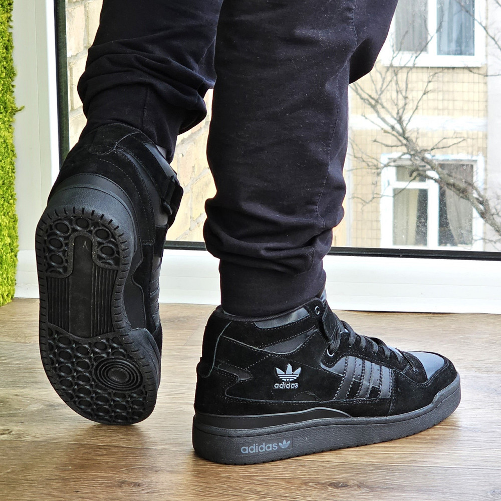 Высокие Зимние Кроссовки Adidas Forum с МЕХОМ Черные Мужские Ботинки Адидас (размеры: 43,44,45) Днепр - изображение 2