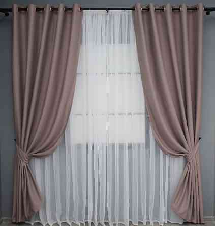 Комплект штор на люверсах VR-Textil Bagema Rvs № 1245ш Пудровий 150х250 см 2 шт (37-0018) Київ