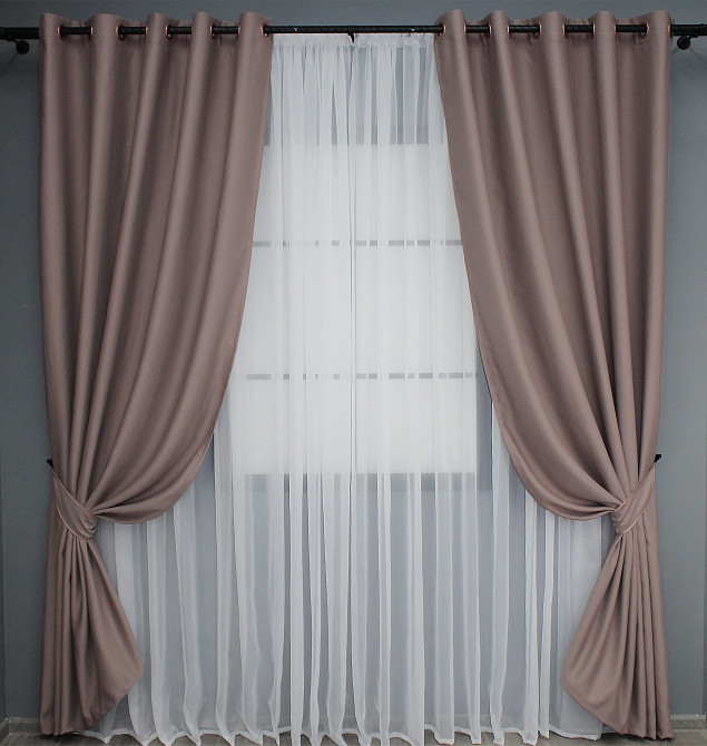 Комплект штор на люверсах VR-Textil Bagema Rvs № 1245ш Пудровий 150х250 см 2 шт (37-0018) Київ - фото 2