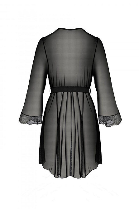 Пеньюар Passion AMBERLY PEIGNOIR black, XXL/XXXL, пояс у комплекті Sex Aura Київ - фото 4
