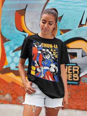 Футболка з аніме принтом Кхун Лі Аніме Гіфт оверсайз (S/M/L) Чорний AnimeJ0313 Дніпро