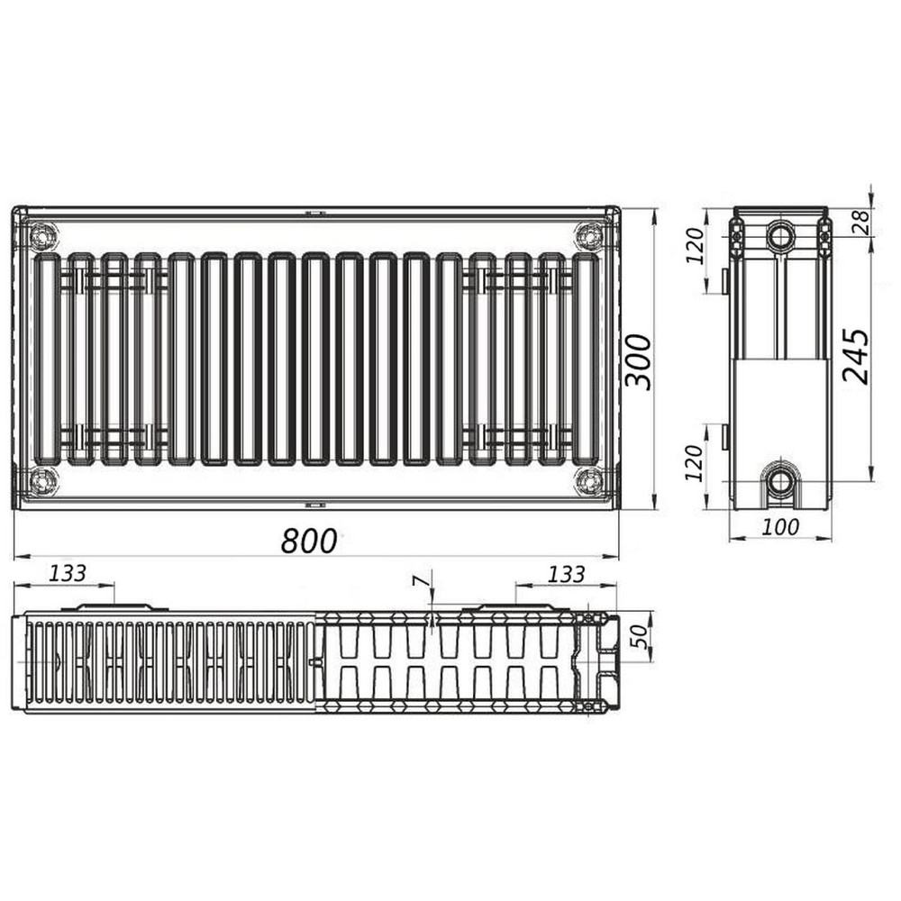 Радиатор стальной панельный KALITE 22 бок 300x800 (000022300) Киев - изображение 2