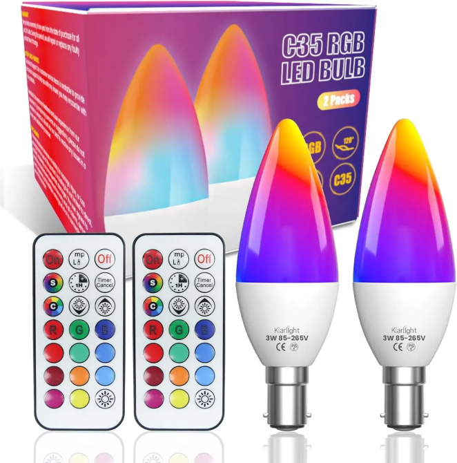 LED лампа Klarlight B15/SBC RGBW, 16 цветов, Warm White 3000K, пульт ДУ, диммер, таймер, память, C35 Киев - изображение 2