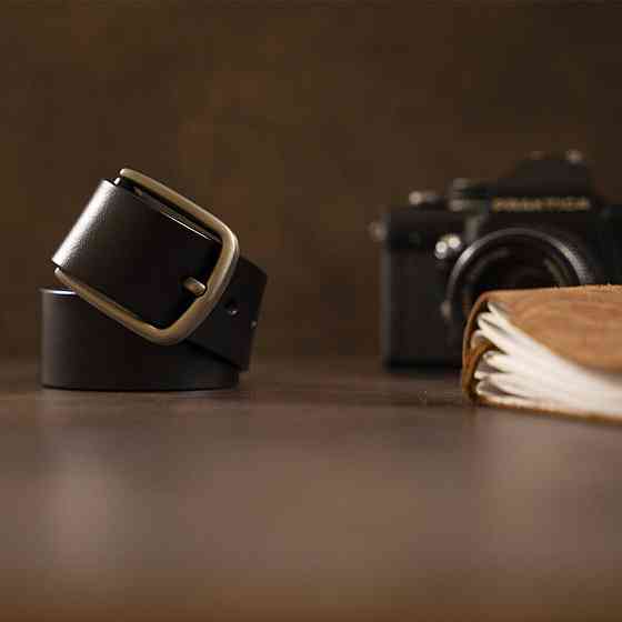 Ремень мужской с классической пряжкой механика Vintage 20316 Черный Киев