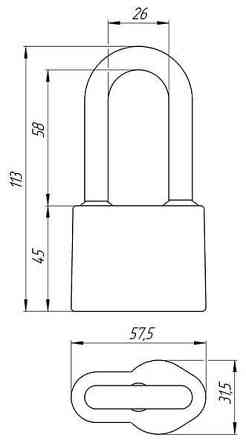 Замок навісний ASPECT А-55-Д 6 ключів довга дужка Харків
