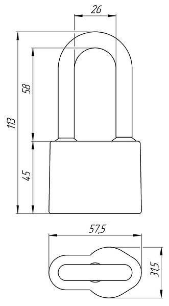 Замок навісний ASPECT А-55-Д 6 ключів довга дужка Харків - фото 2