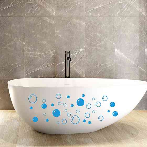 Наклейка в ванную Пузырьки матовые 20 на 43 см голубой Киев