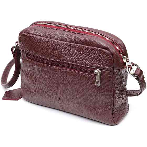 Яскрава сумка жіноча крос-боді з натуральної шкіри GRANDE PELLE 11653 Бордовий Київ