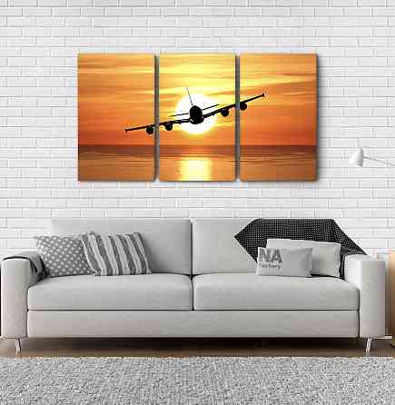Модульная картина Закат Самолет Art-24_3А Киев