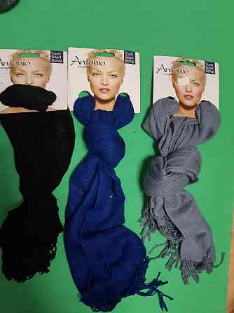 Шарфики женские набор из 3-х штук (джинс, электрик, черный) - размер шарфа приблизительно 170*65см Киев