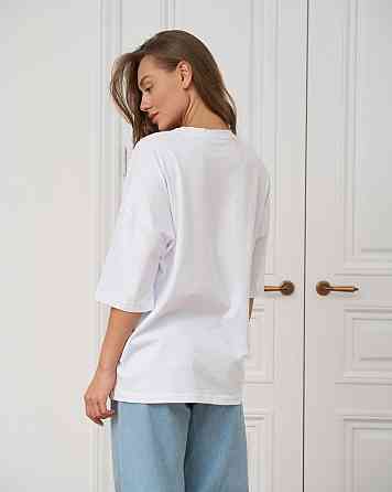 Футболка женская оверсайз круглое горло Nicoletta - Белая M Киев