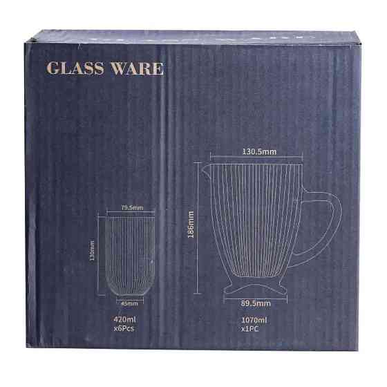 TS Kitchen Набір скляний глечик і 6 склянок прозорий Київ