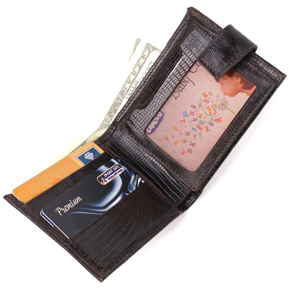 Чоловічий гаманець із натуральної фактурної шкіри Коричневий (CANPELLINI) Київ - фото 10