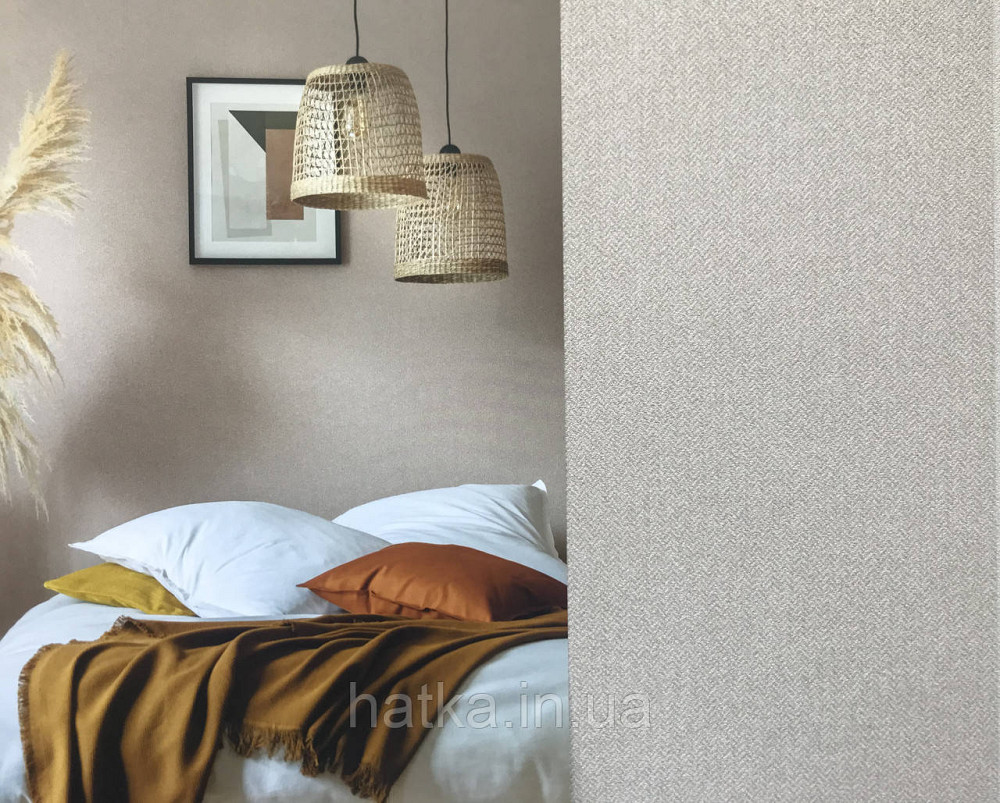 Шпалери вінілові на флізелін Caselio Chevron 0.53х10 м однотонні бежеві дрібна ялинка Київ - фото 1