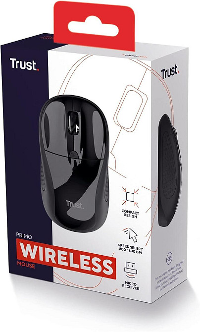 Мышь Trust Primo Черная Беспроводная оптическая 2.4G USB 1000/1600 DPI амбидекстрная для ноутбука/PC/Mac Киев - изображение 7