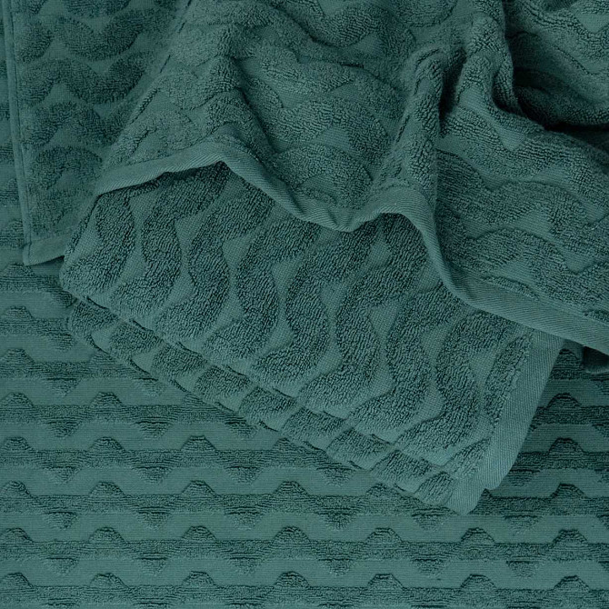 Махровий банний рушник Жакардовий Хвиля GM Textile 70х140см 500г/м2 (Зелений) Суми - фото 2