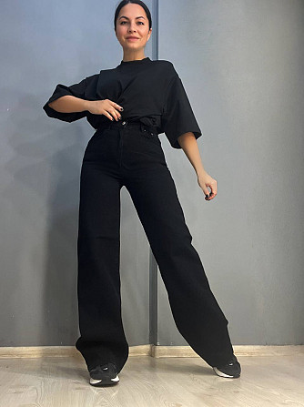 Джинсы женские Twin 1300 палаццо straight fit стрейчевые ровные от бедра черные, черный, 38, 38, 82  Одесса - изображение 5
