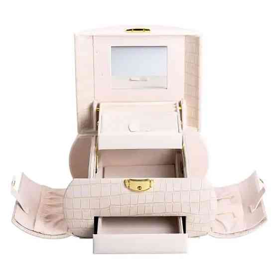 Скринька для прикрас з еко шкіри 3 яруси із замком органайзер для ювелірних виробів HP-5-21BE Коломия