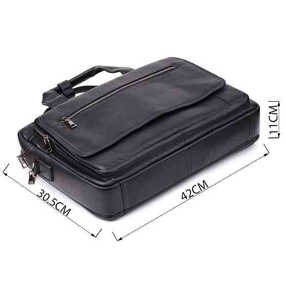 Вместительный портфель для мужчин из натуральной кожи Vintage 23043 Черный Киев