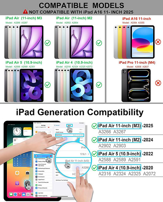 Чехол-книжка с клавиатурой для iPad Air 11-inch(M2/М3)/ iPad Air 5 2022/Air 4 2020 10.9/iPad 4-го покол. 10.9 / iPad Pro 11 2018 Днепр - изображение 5