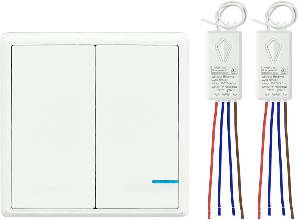 Комплект безпровідного вимикача та приймача світла Thinkbee SW-K2&R02 (подвійний вимикач) Луцк - изображение 1