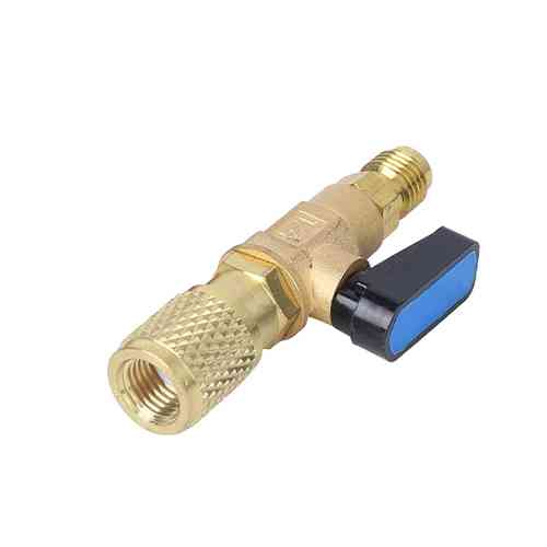 Кран для заправочного шланга под фреон R22, 1/4 SAE, прямой, латунь Вінниця