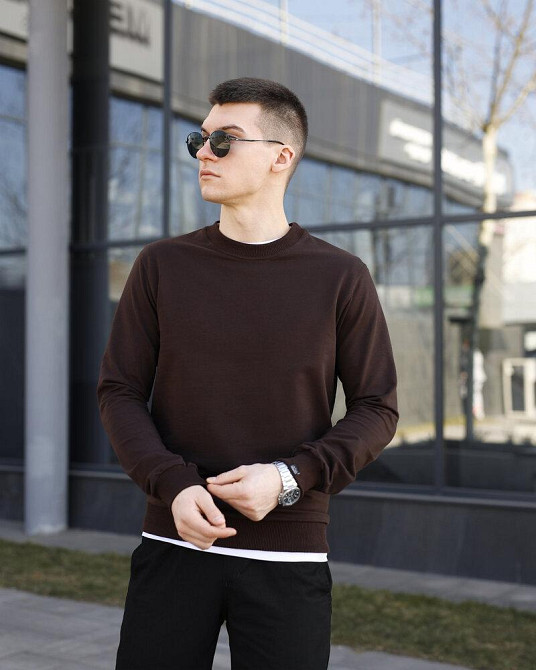 Свитшот мужской однотонный шоколадный Pobedov 001 Киев - изображение 4