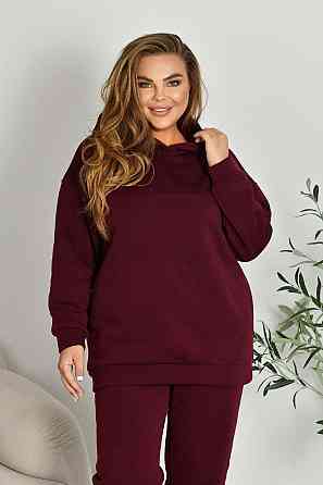 Жіночий прогулянковий костюм: худі та штани батал у спортивному стилі тринитка на флісі Марсал, 52/54 Одеса