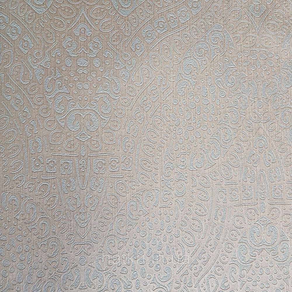 Шпалери метрові вінілові на флізелін Yuanlong Samsara східний стиль вензель білі сріблясті на блакитному 3д Київ - фото 1