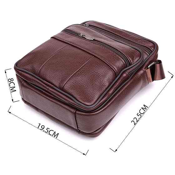 Зручна чоловіча сумка з натуральної шкіри 22858 Vintage Коричневий Київ