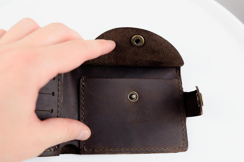 Класичний гаманець із натуральної шкіри Crazy Horse SH015 (Темно-коричневий) Суми - фото 6