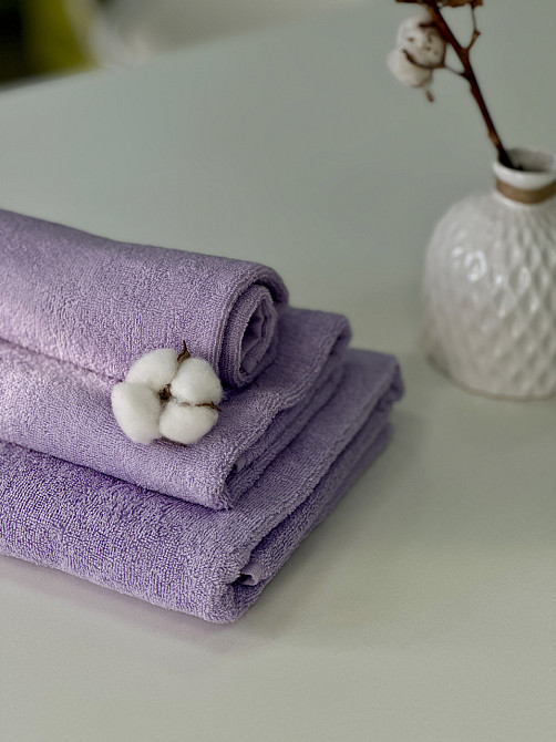 Комплект рушників Ideal Textile однотонних 50х90см + 70х140см 400 г/м2 (56860932) Ліловий Чернівці - фото 6