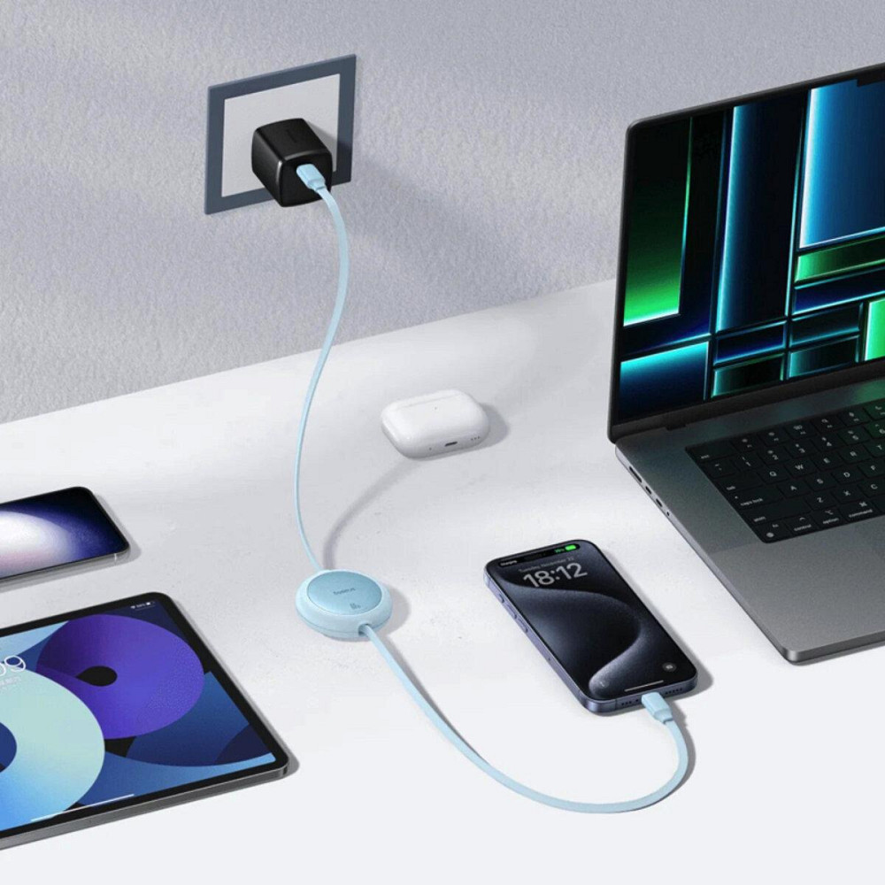 Кабель Baseus Free2Pull Mini Charging Cable USB-C to USB-C 60W 1m Galaxy Blue P10364500311-01 Одеса - фото 7
