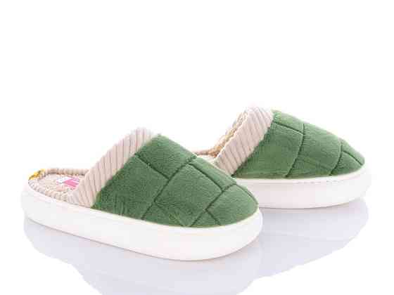 Тапочки женские домашние теплые закрытые мех Зеленый  40/41 Одесса